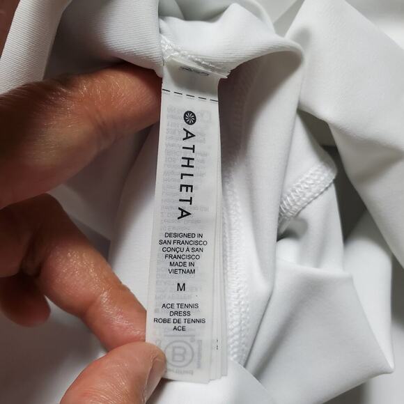 ATHLETA Women Size Medium Ace Tennis Golf White Dress 1/4 Zip Sleeveless NEW - Picture 11 of 14